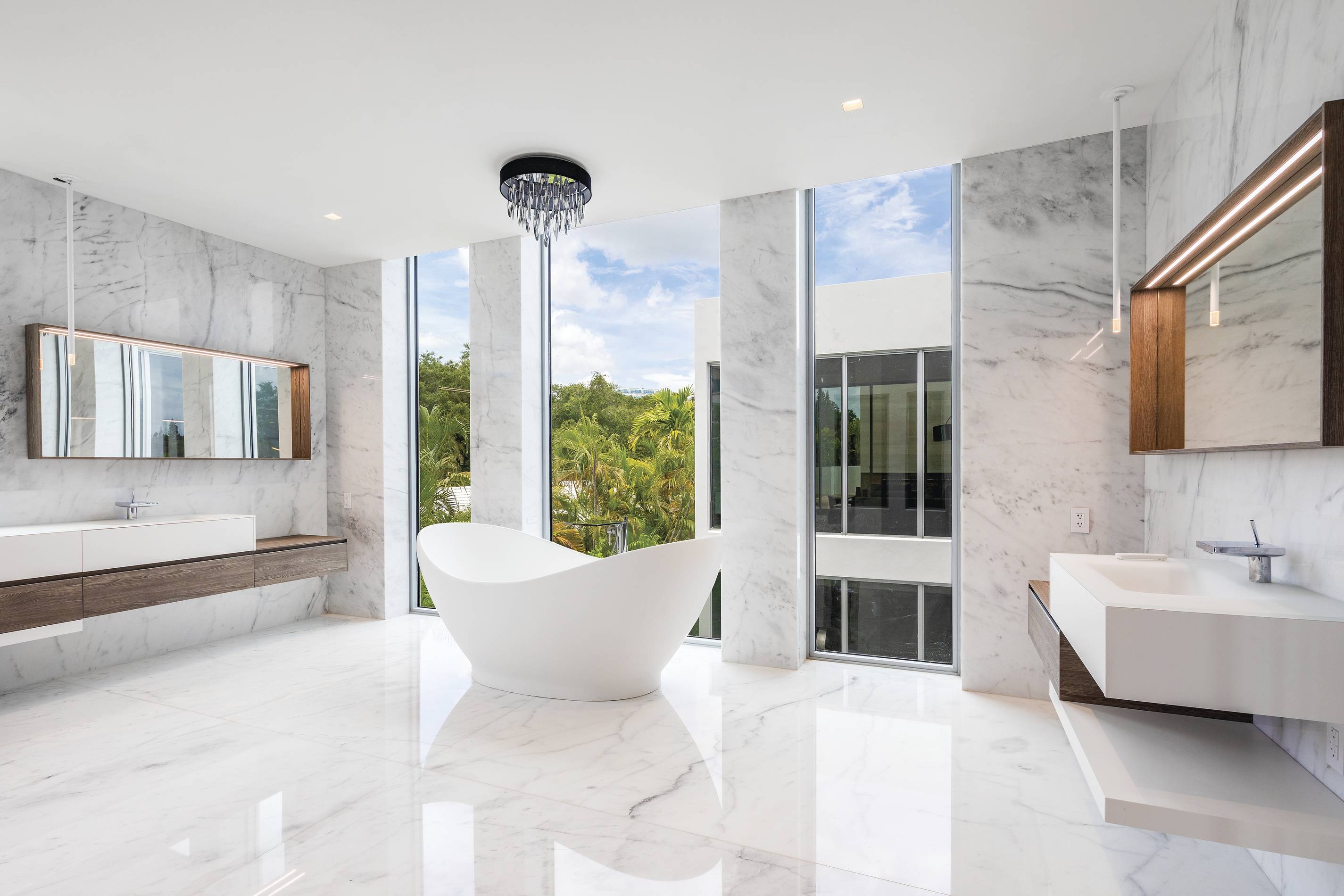 Miami master bath floor to ceiling windows