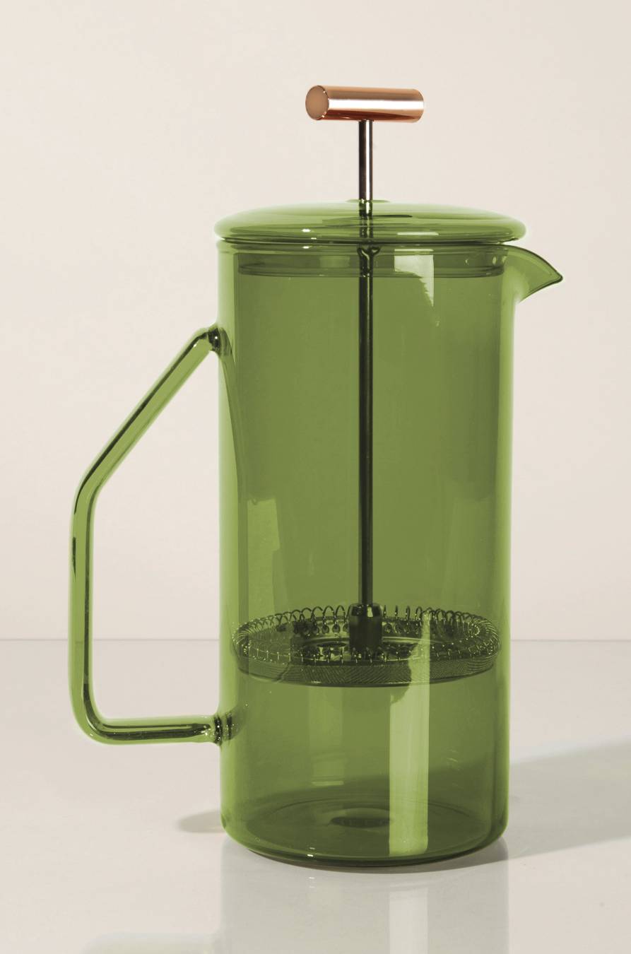 Yield glass French press in verde