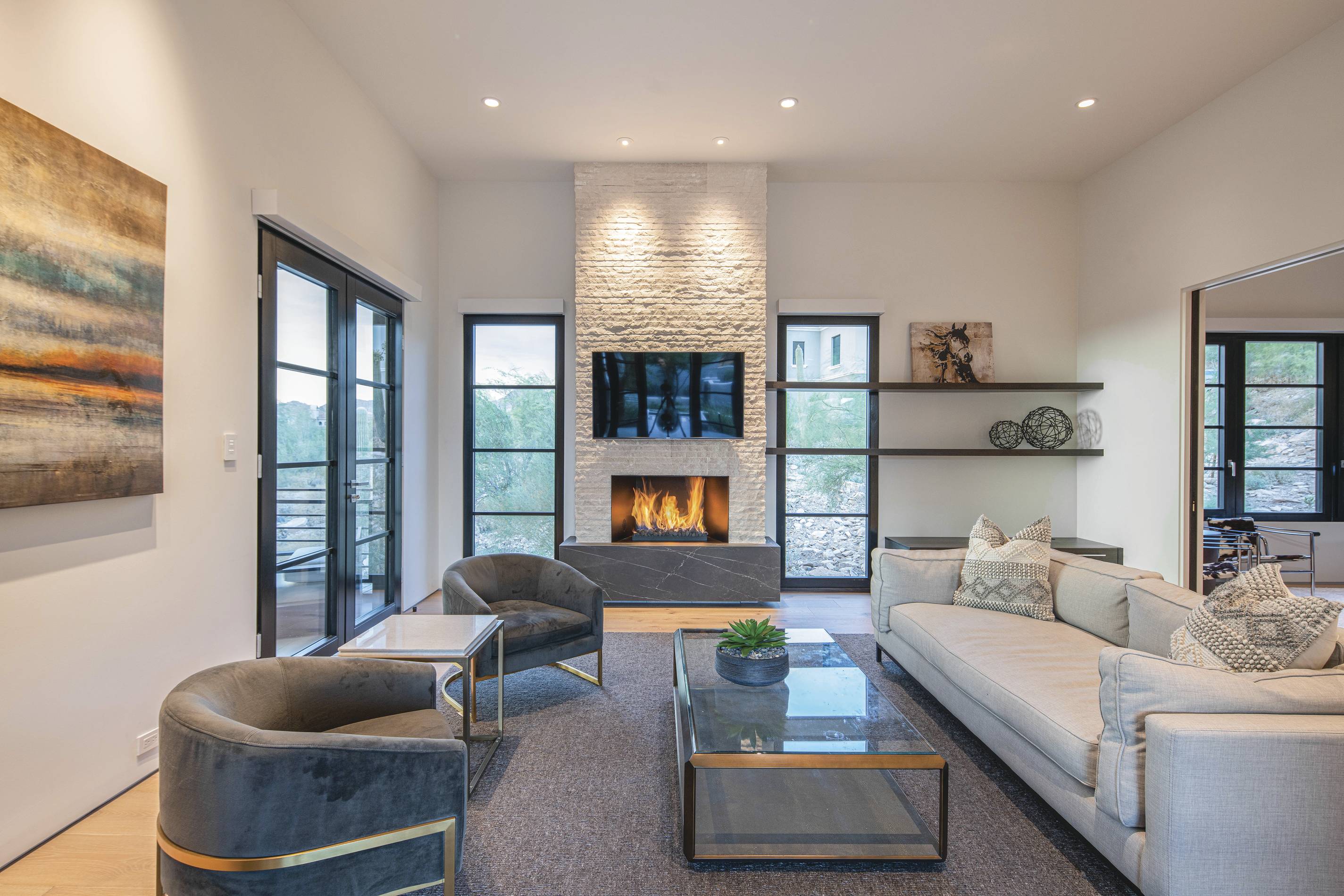 Scottsdale Arizona living room fireplace system