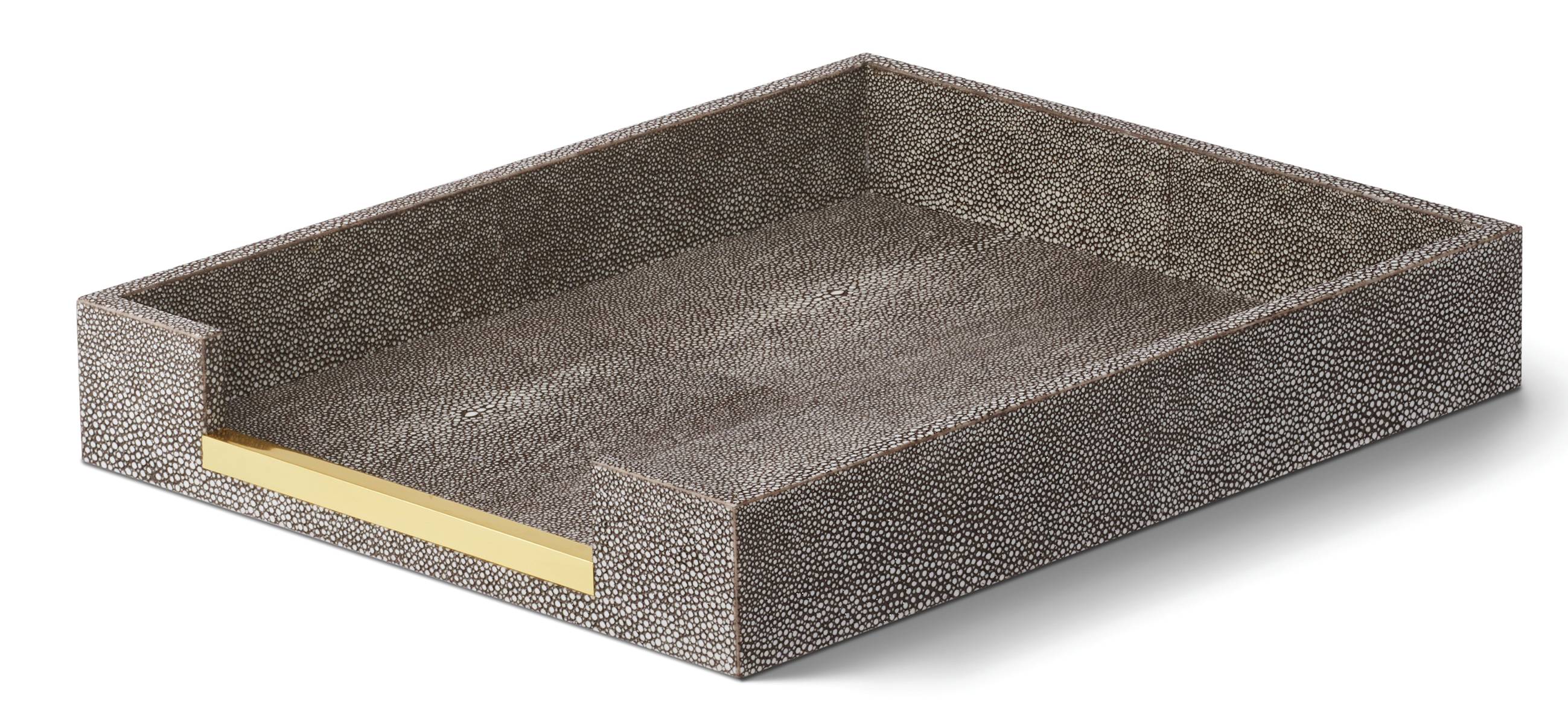 AERIN Shagreen paper tray in Chocolate
