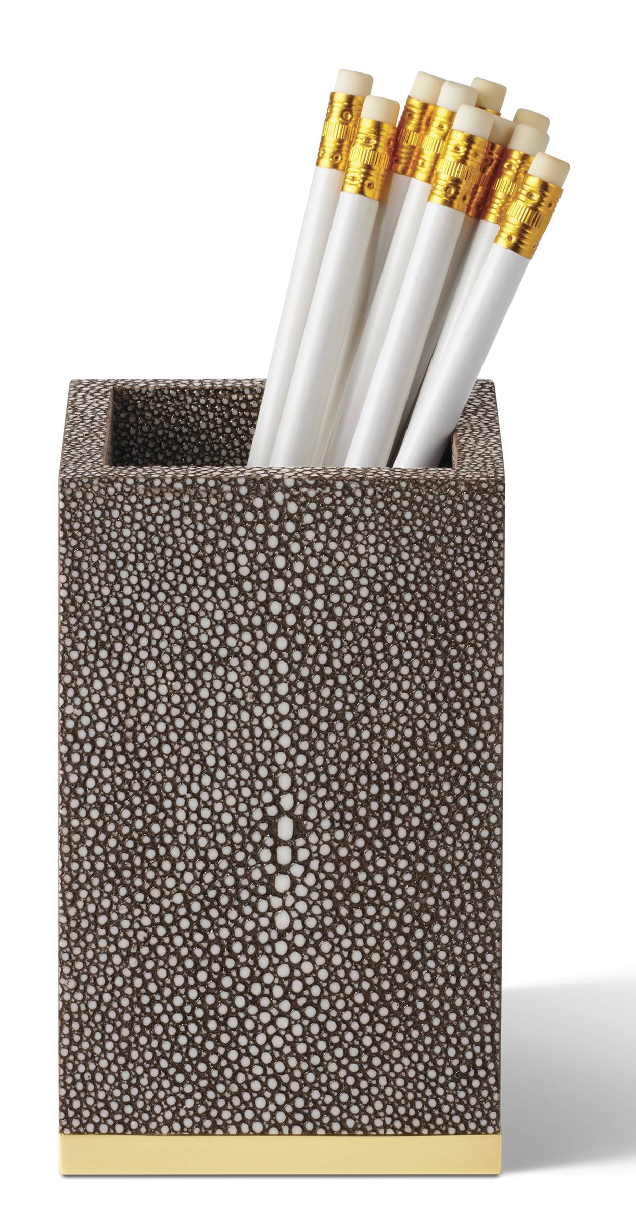AERIN Shagreen pencil cup in Chocolate